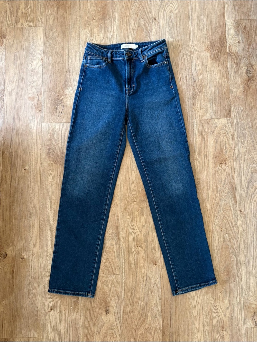 Hidden Dark Blue Women's High Waisted Straight Leg Jeans Sz 26 Waist Great Cond